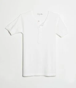 Merz B. Schwanen 207 Short Sleeve Henley - White
