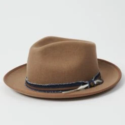 Stetson 2198134-73 Denim Band Fedora Hat - Tan