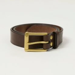 Barnes & Moore 'Garrison' Oak Bark Leather Belt - Conker/Brass