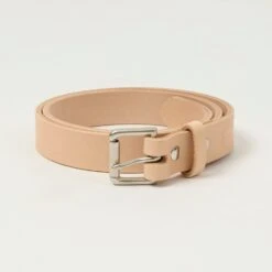 Barnes & Moore Slim Roller Belt - Natural/Nickel