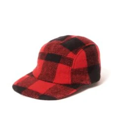 Crown Cap 1-149 Buffalo Check Five Panel Cap - Red/Black