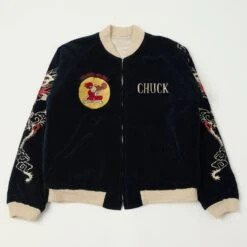 Buzz Rickson's X Kosho & Co. Reversible Velvet 'Sukajan' Souvenir Jacket - Navy