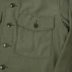 Buzz Rickson's OG-107 Cotton Sateen Utility Shirt - Olive -Hartford Sale Store BUZZRICKSONS BR28607OVERSHIRT GREEN3