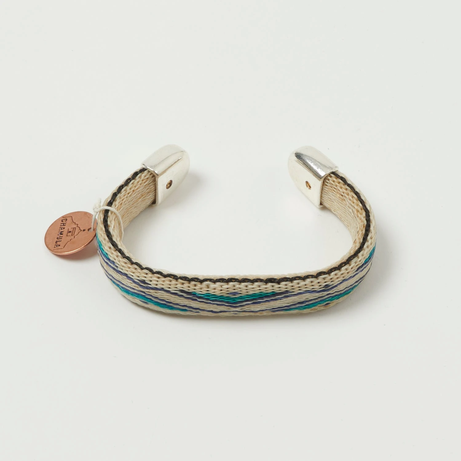 Chamula Bendable Horsehair Bracelet - White/Blue/Turquoise 3 Chamula Bendable Horsehair Bracelet - White/Blue/Turquoise