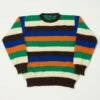 Drake's Striped Brushed Shetland Crew - Brown/Blue/Orange -Hartford Sale Store DRAKES 1