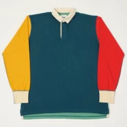 Drake's Colour Block L/S Rugby Shirt - Navy/Yellow/Red/Green