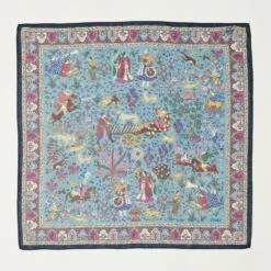 Drake's Floral Mughal Wool/Silk Bandana - Navy/Blue/Magenta