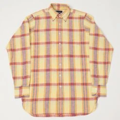 Drake's Madras Cotton Linen Button Down Shirt - Yellow/Red/Navy