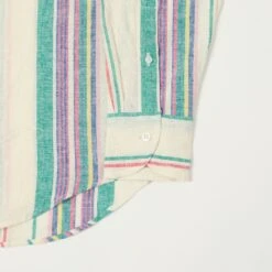 Drake's Striped Linen Cotton Summer Shirt - Purple/Ecru/Green -Hartford Sale Store DRAKES STRIPEDLINENSUMMERSHIRT 2