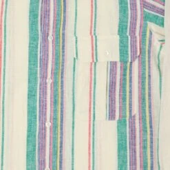 Drake's Striped Linen Cotton Summer Shirt - Purple/Ecru/Green -Hartford Sale Store DRAKES STRIPEDLINENSUMMERSHIRT 3
