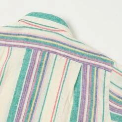 Drake's Striped Linen Cotton Summer Shirt - Purple/Ecru/Green -Hartford Sale Store DRAKES STRIPEDLINENSUMMERSHIRT 5