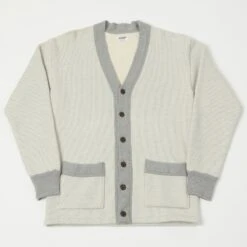 Dubbleworks Striped Sweat-Cardigan - Grey