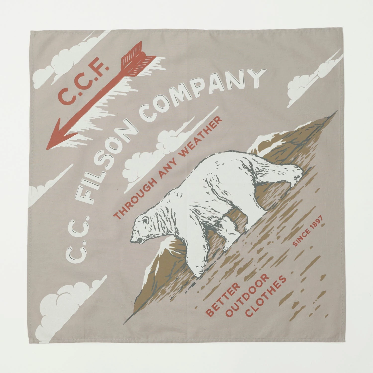 Filson Polar Bear Bandana - Light Grey 3 Filson Polar Bear Bandana - Light Grey