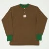 Freewheelers Henley Neck Long Sleeve Shirt - Brown/Tarf Green -Hartford Sale Store FREEWHEELERS 2325020HENLEY BROWNGREEN