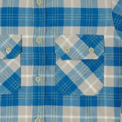 Freewheelers & Co 'Nomad' Plaid Work Shirt - Venetian Blue/Grey -Hartford Sale Store FREEWHEELERS 2433001NOMADPLAIDSHIRT 4