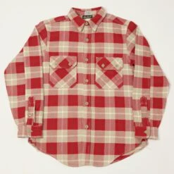 Freewheelers & Co 'Nomad' Plaid Work Shirt - Orange Red/Grey