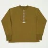 Freewheelers Henley Necked Long Sleeve Shirt - Olive Drab -Hartford Sale Store FREEWHEELERS HENLEYNECKEDLSSHIRT