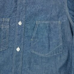 Freewheelers 'The Ironall' Long Sleeve Work Shirt - Indigo Chambray -Hartford Sale Store FREEWHEELERS LONGSLEEVEWORKSHIRT CHAMBRAY4