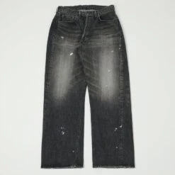 Full Count 0105BKHW 13.7oz Wide Straight Jean - Black Splatter Dartford Wash
