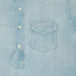 Full Count 4900HW Round Collar Pullover Chambray Shirt - Blue Heavy Wash -Hartford Sale Store FULLCOUNT 4900HWROUNDCOLLARSHIRT BLUEHW4