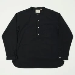 Full Count 4900 Stand Collar Pullover Chambray Shirt - Black
