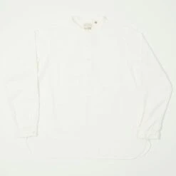 Full Count 4900 Stand Collar Pullover Chambray Shirt - White