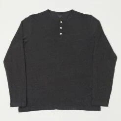 Hartford Linen Long Sleeve Henley Tee - Charcoal