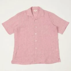Hartford 'Palm' Camp Collar Linen Shirt - Pink