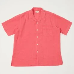 Hartford 'Palm' Camp Collar Linen Shirt - Tangerine
