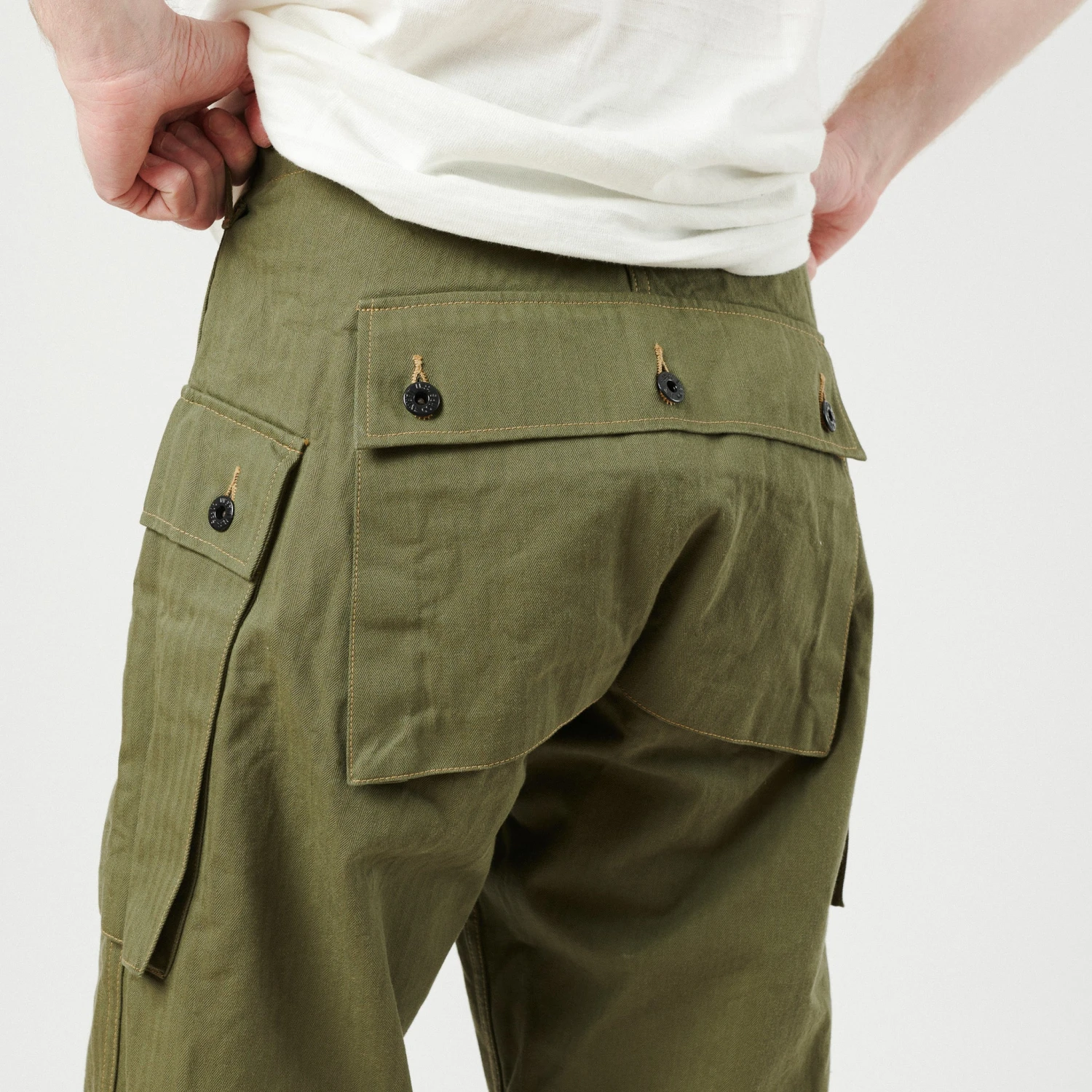Buzz Rickson's U.S. Marine Corps Herringbone Pants - Olive 4 Buzz Rickson's U.S. Marine Corps Herringbone Pants - Olive - Image 2
