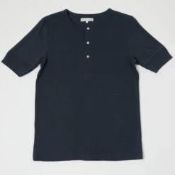 Merz B. Schwanen 207 Short Sleeve Henley - Navy