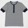Merz B. Schwanen 227 Short Sleeve Henley - Ink Blue/Nature -Hartford Sale Store MERZB.SCHWANEN 2276602TEE NAVYSTRIPE