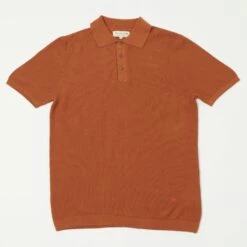 Merz B. Schwanen KPLP02 Plant Based Knitted Polo Shirt - Caramel