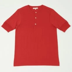 Merz B. Schwanen 207 Short Sleeve Henley - Red