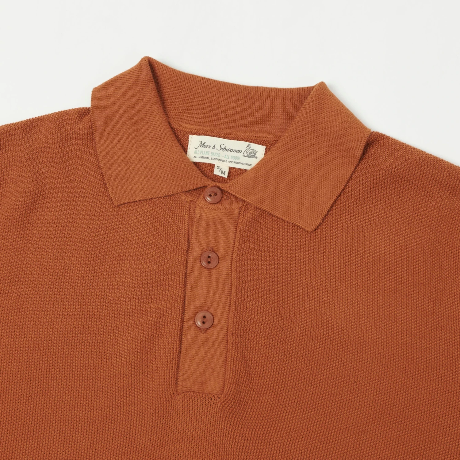 Merz B. Schwanen KPLP02 Plant Based Knitted Polo Shirt - Caramel 4 Merz B. Schwanen KPLP02 Plant Based Knitted Polo Shirt - Caramel - Image 2