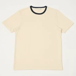 Merz B. Schwanen 2M15B Ringer Crew Neck Tee - Nature/Ink Blue