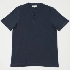 Merz B. Schwanen 2S04SL Short Sleeve Henley - Navy