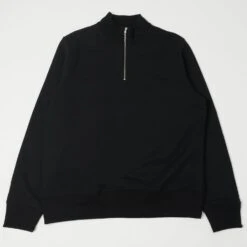 Merz B. Schwanen 343Z Half Zip Sweatshirt - Deep Black