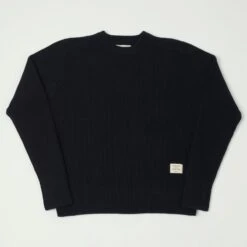 Merz B. Schwanen LOCC02 Ribbed Knit Crew Neck Pullover - Dark Navy
