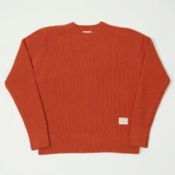 Merz B. Schwanen LOCC02 Ribbed Knit Crew Neck Pullover - Rust