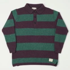 Merz B. Schwanen RWPL01 Stripe Polo- Purple/Dark Teal