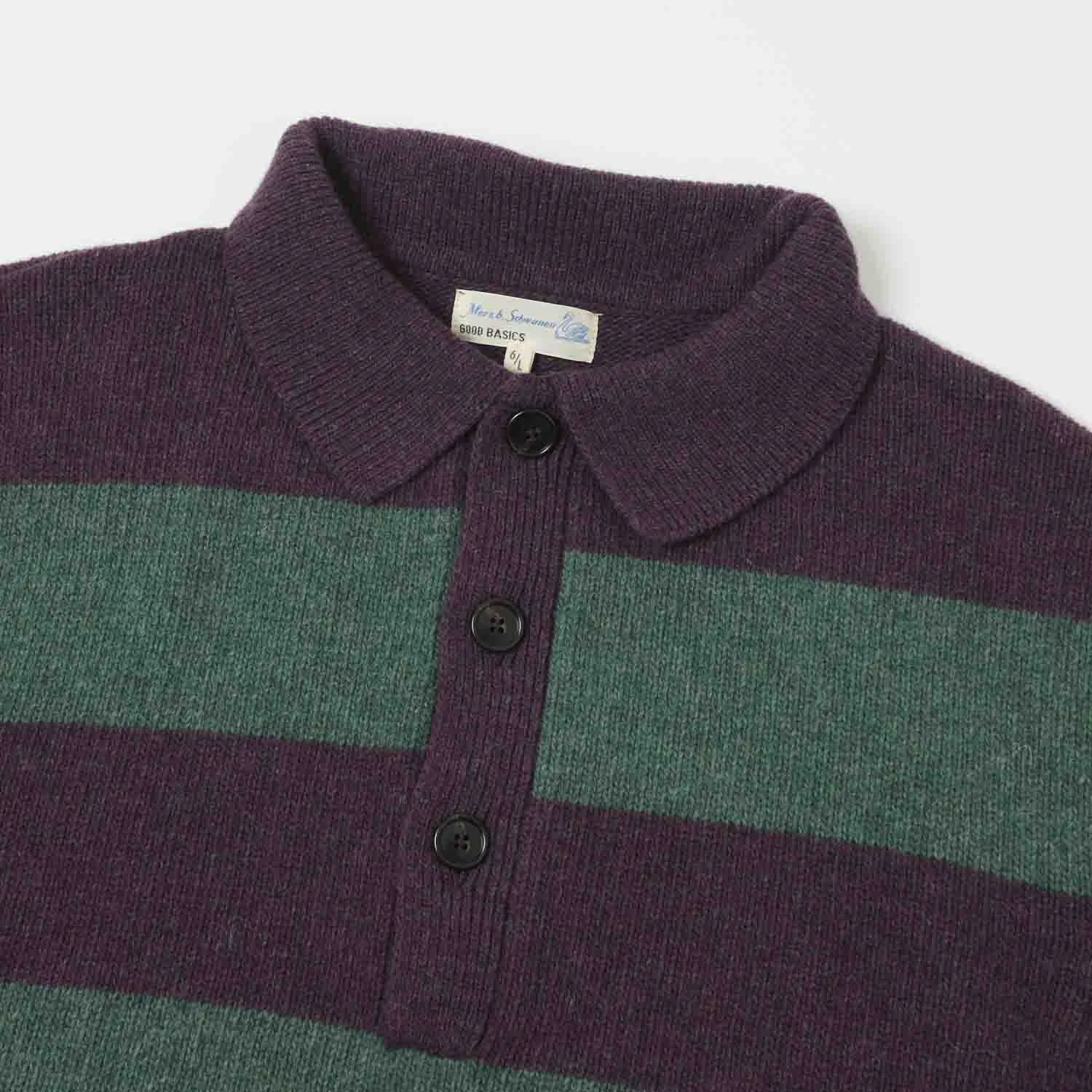 Merz B. Schwanen RWPL01 Stripe Polo- Purple/Dark Teal 4 Merz B. Schwanen RWPL01 Stripe Polo- Purple/Dark Teal - Image 2