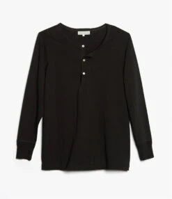 Merz B. Schwanen 206 Long Sleeve Henley - Deep Black