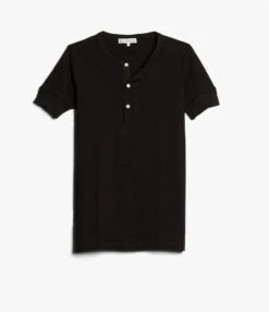 Merz B. Schwanen 207 Short Sleeve Henley - Deep Black