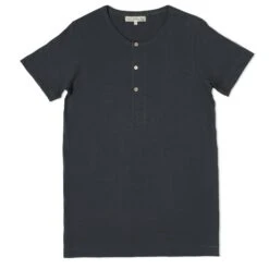 Merz B. Schwanen 204 Button Facing Tee - Navy