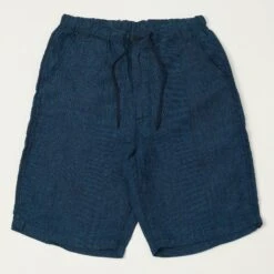 OrSlow Linen Poplin New Yorker Shorts - Indigo Check