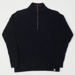 Peregrine Cable Zip Neck Jumper - Navy