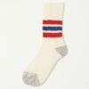 RoToTo Coarse Ribbed Oldschool Crew Sock - Chili Red/Blue -Hartford Sale Store ROTOTO COARSEOLDSKLCREWSOCKS REDBLU