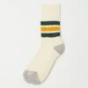 RoToTo Coarse Ribbed Oldschool Crew Sock - Dark Green/Yellow