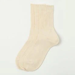 RoToTo Organic Daily 3 Pack Ribbed Crew Sock - Ecru